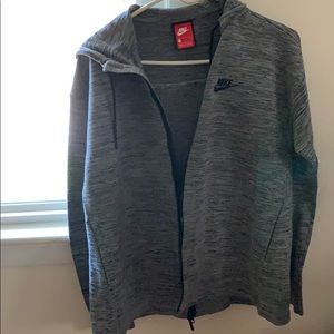 Nike dark Grey thermal hoodie with pleated back